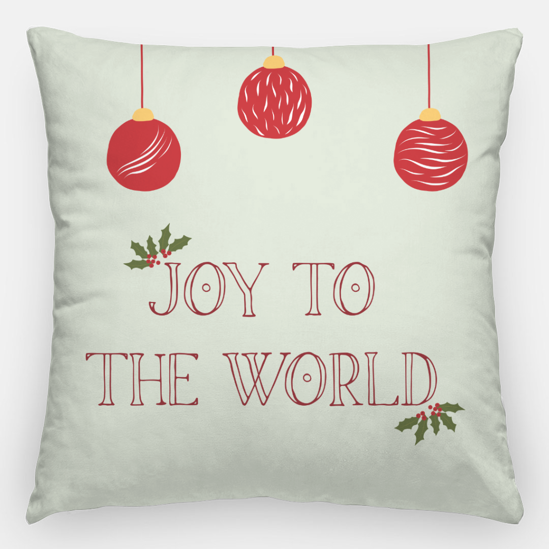 24x24 Holiday Polyester Pillowcase - Joy to the World