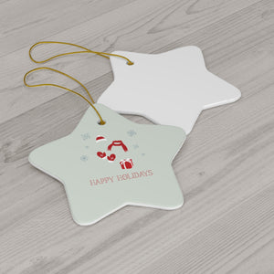 Ceramic Holiday Ornament - Red Happy Holidays