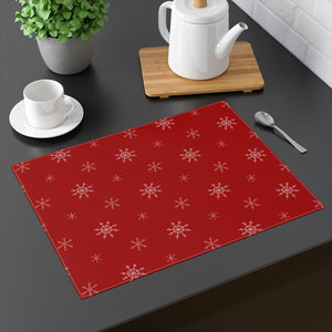 Red Holiday Table Placemat - Snowflakes