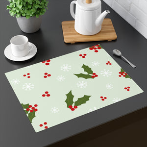 Holiday Table Placemat - Holly & Snowflakes