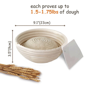 Round Banneton Bread Proofing Baskets - 9"