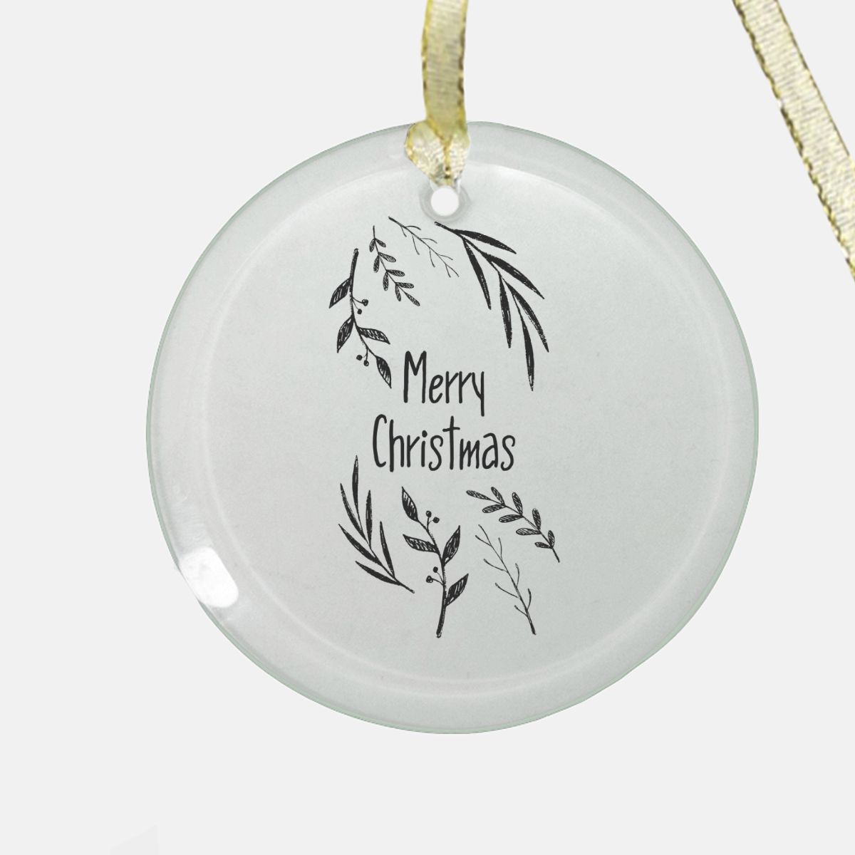 Round Clear Glass Holiday Ornament - Merry Christmas Garland