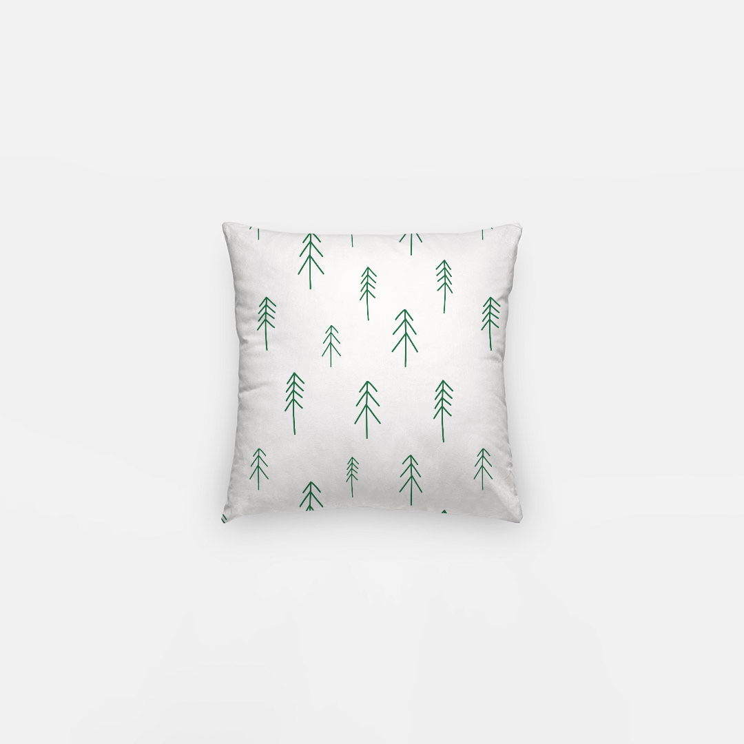 10x10 White Holiday Polyester Pillowcase - Evergreens