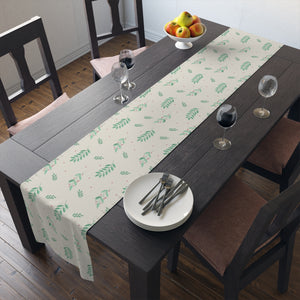 White Holiday Table Runner - Small/Large Evergreens