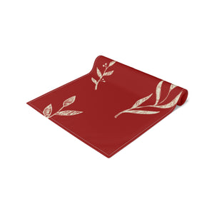 Red Holiday Table Runner - White Garland