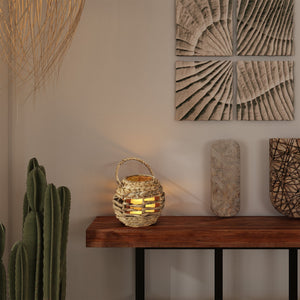 Wicker Candle Holder Lantern with Handle