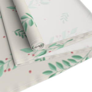 White Holiday Table Runner - Small/Large Evergreens