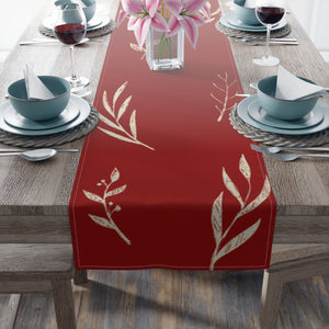 Red Holiday Table Runner - White Garland