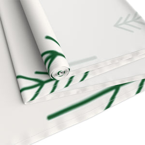 White Holiday Table Runner - Evergreens