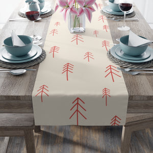 Holiday Table Runner - Red Evergreens