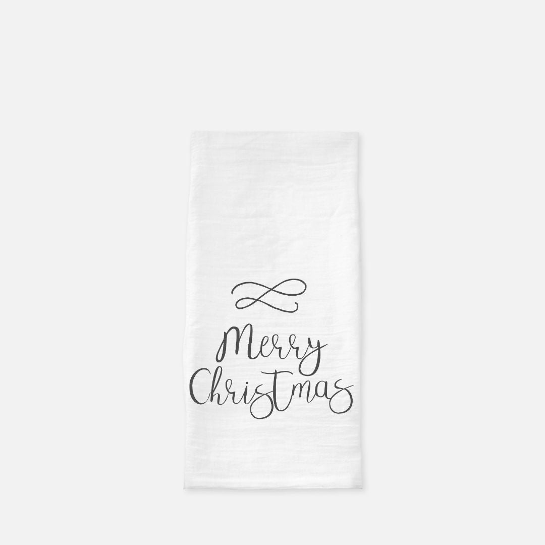 Holiday Tea Towel - Cursive Merry Christmas