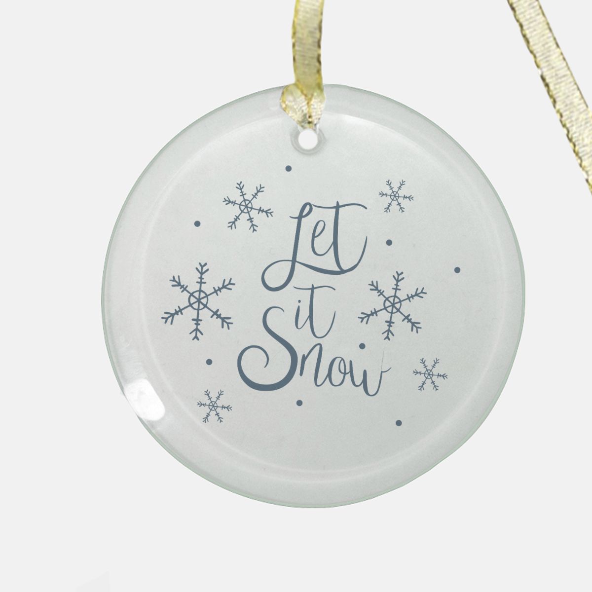 Round Clear Glass Holiday Ornament - Let it Snow