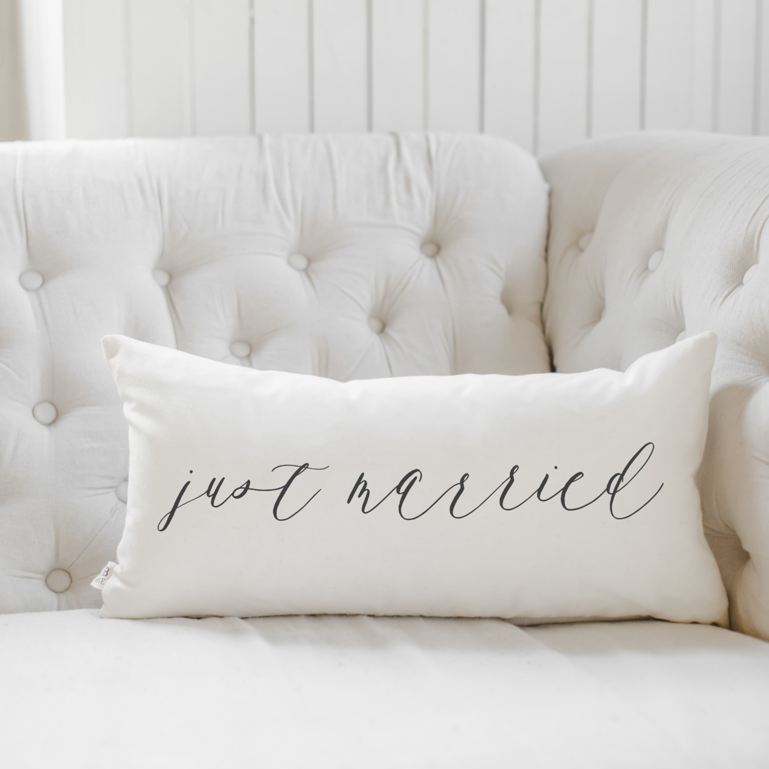 "Just Married" Script Lumbar Pillow