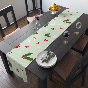 Holiday Table Runner - Holly & Snowflakes