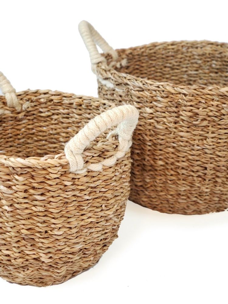 Savar Basket with White Handle (Set of 2)