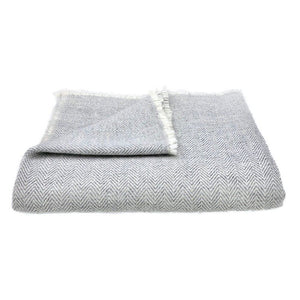 Gray Herringbone Cashmere Throw