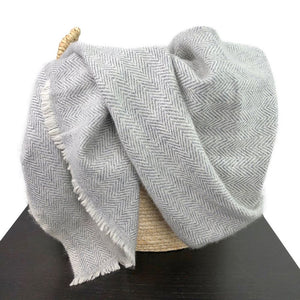 Gray Herringbone Cashmere Throw