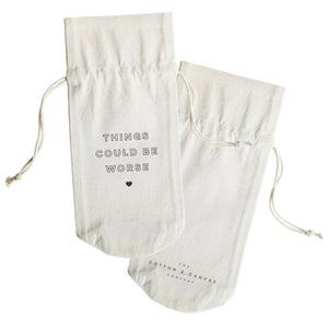 Things Could Be Worse Cotton Canvas Wine Bag