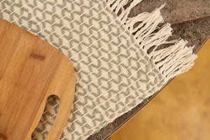 Diamond Guanabana Cream and Dark Green Placemats (Set of 4)