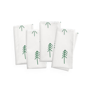 White Holiday Napkins - Evergreens