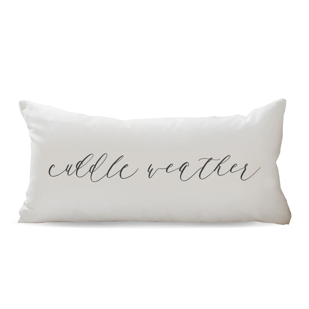 "Cuddle Weather" Script Lumbar Pillow | Lifestyle Details