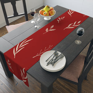 Red Holiday Table Runner - White Garland