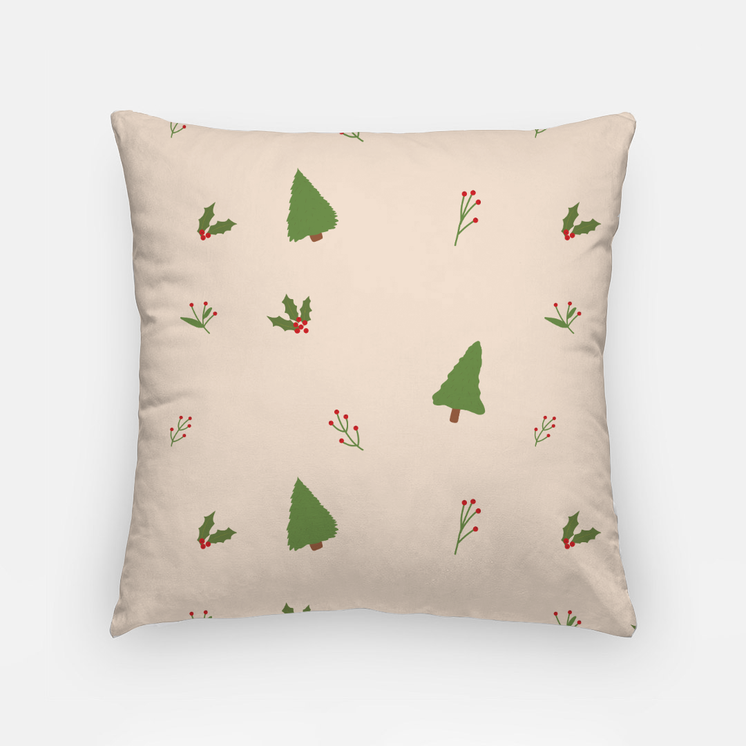 18x18 Holiday Polyester Pillowcase - Evergreen Trees