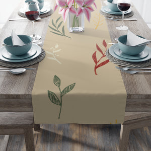 Beige Holiday Table Runner - Colorful Garland