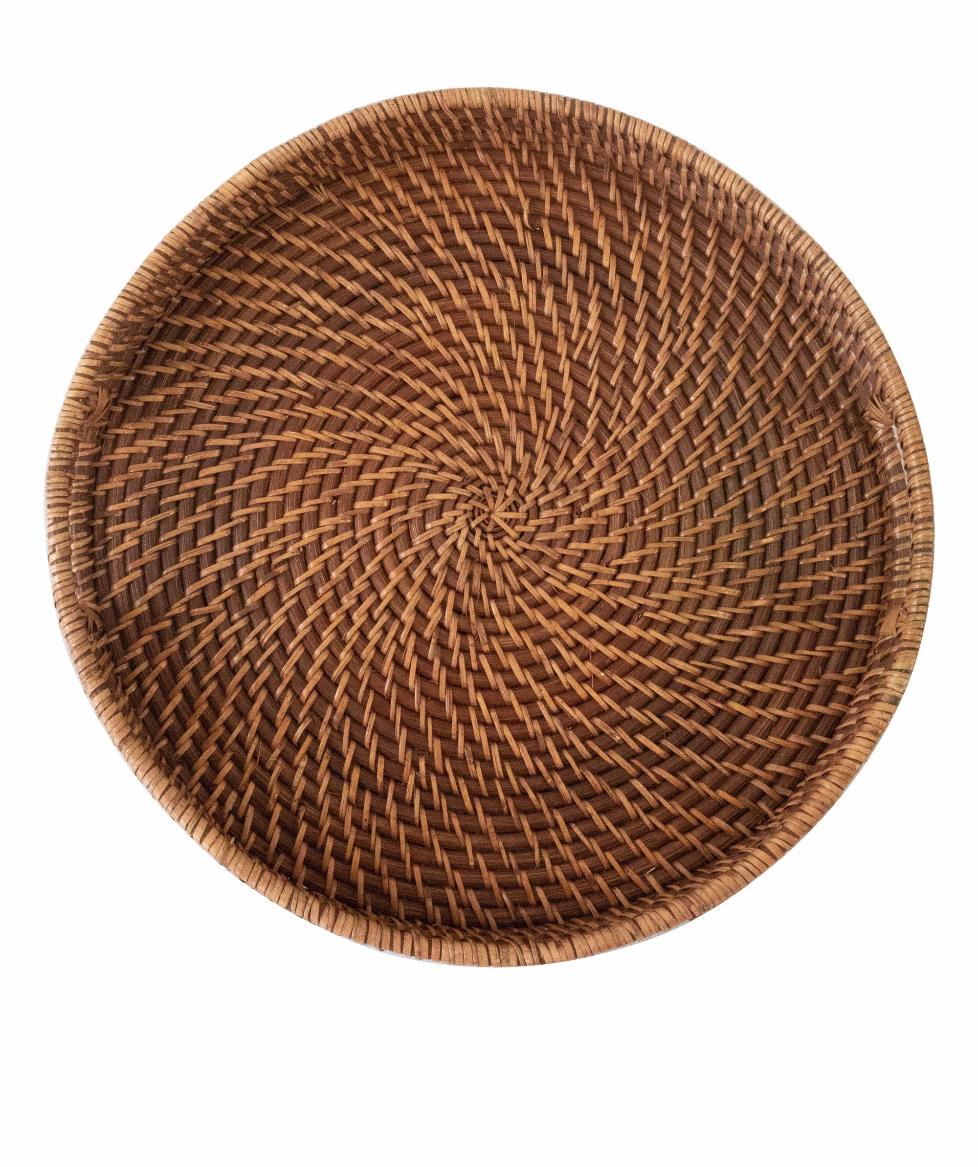 Round Wicker Serving Trays with Handles - 16"