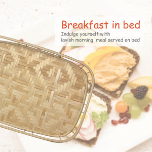 Bamboo Wicker Serving Trays with Handles