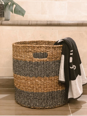 Black Savar Hamper Baskets with Handle - Set of 3