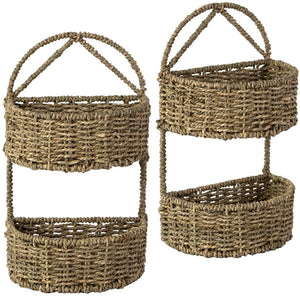 2-Tier Wicker Wall Hanging Storage Baskets