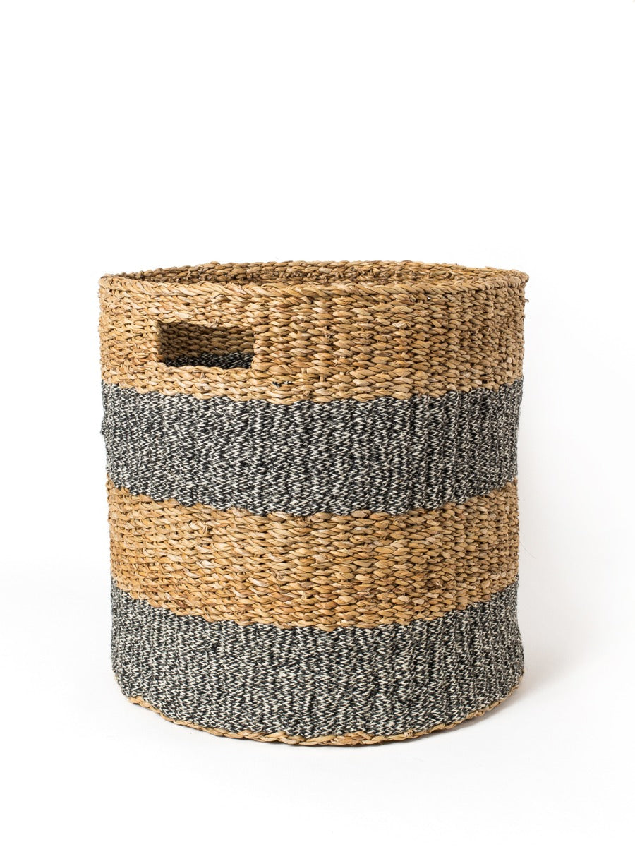 Black Savar Hamper Baskets with Handle - Set of 3