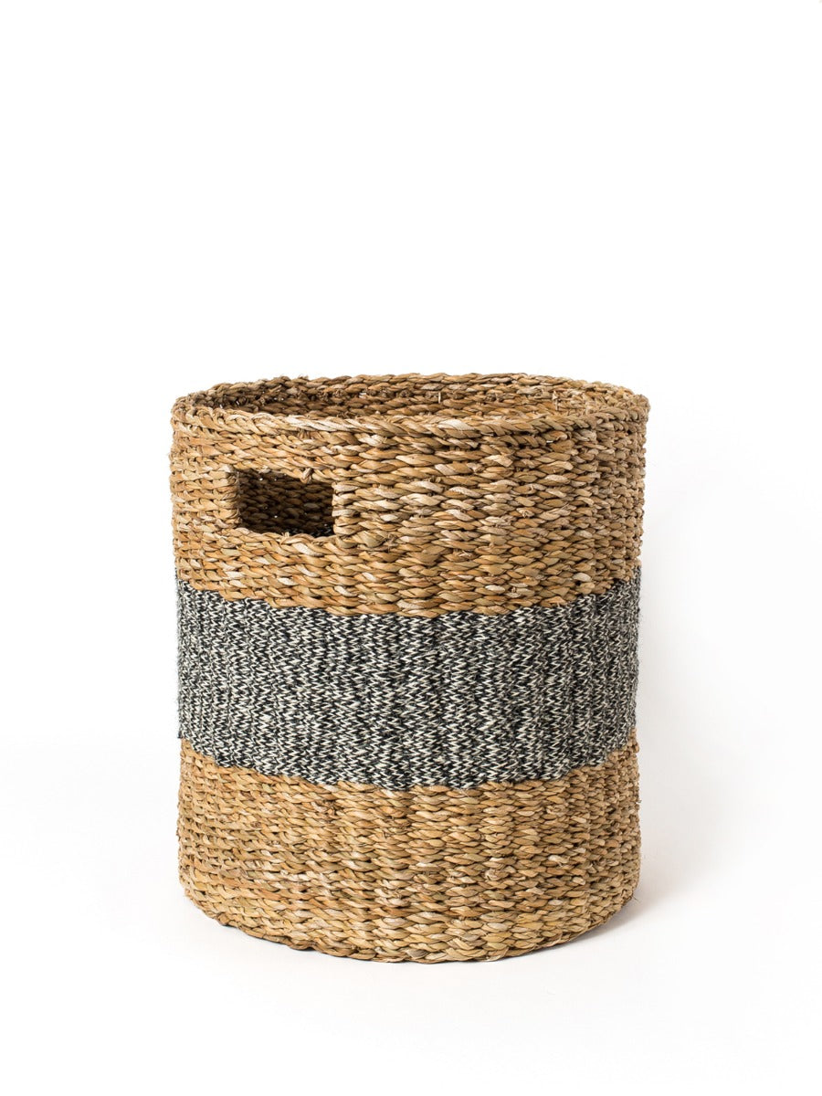 Black Savar Hamper Baskets with Handle - Set of 3