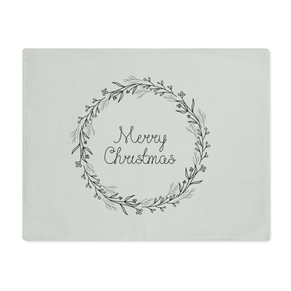 Holiday Table Placemat - Black Merry Christmas Wreath