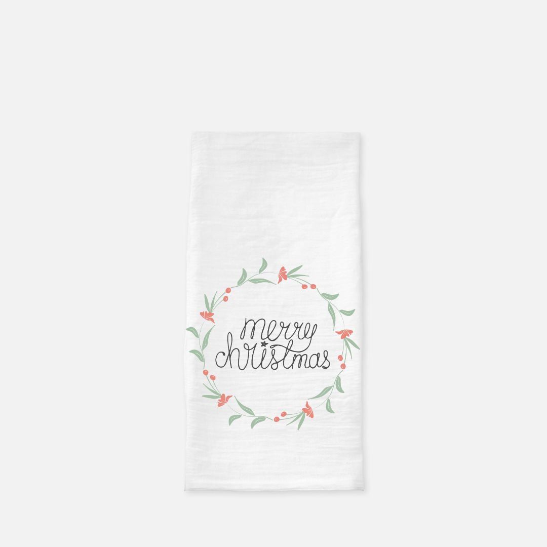 Holiday Tea Towel - Colorful Wreath