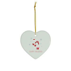 Ceramic Holiday Ornament - Red Happy Holidays