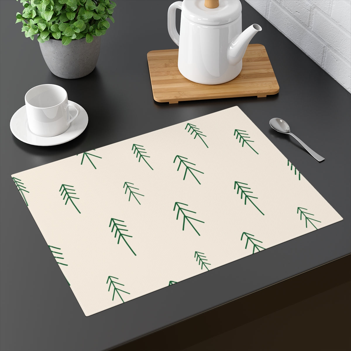 Beige Holiday Table Placemat - Evergreens