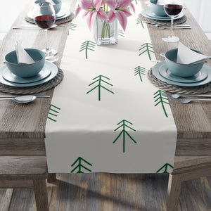 White Holiday Table Runner - Evergreens