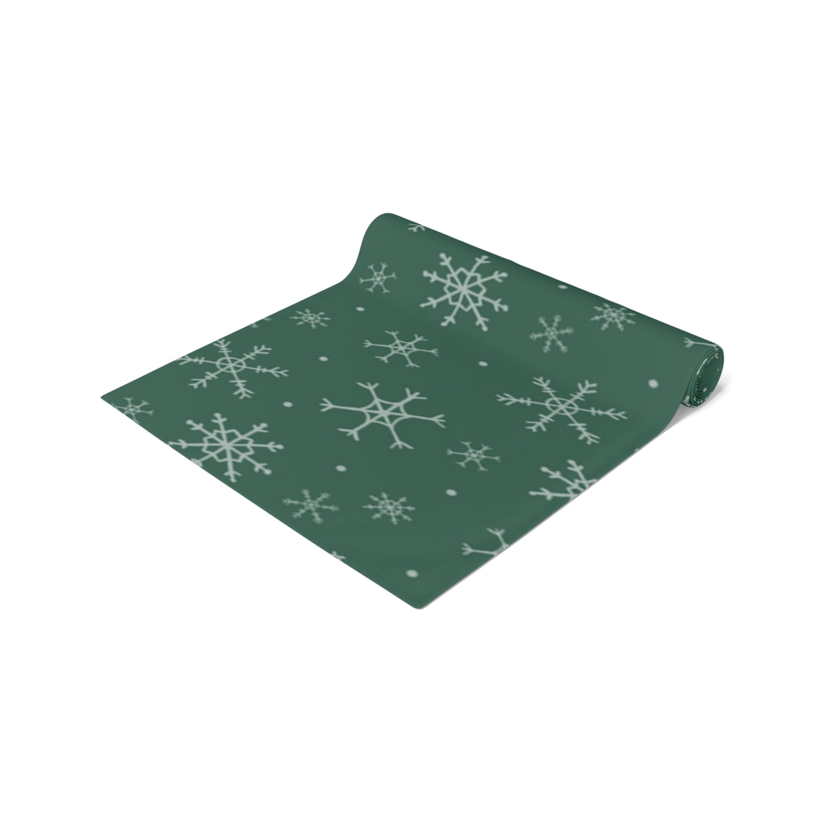 Green Holiday Table Runner - Snowflakes