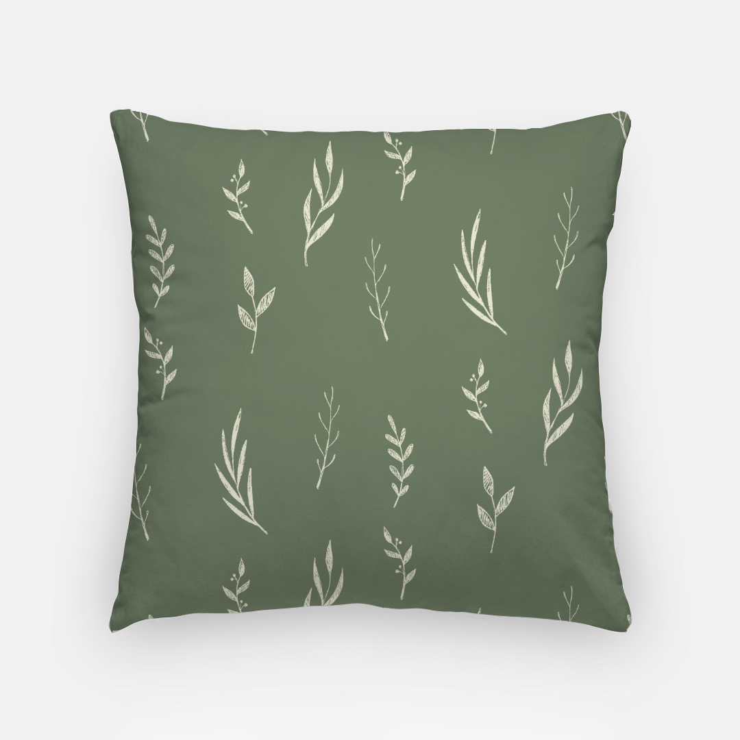 Green Holiday Polyester Pillowcase - White Garland