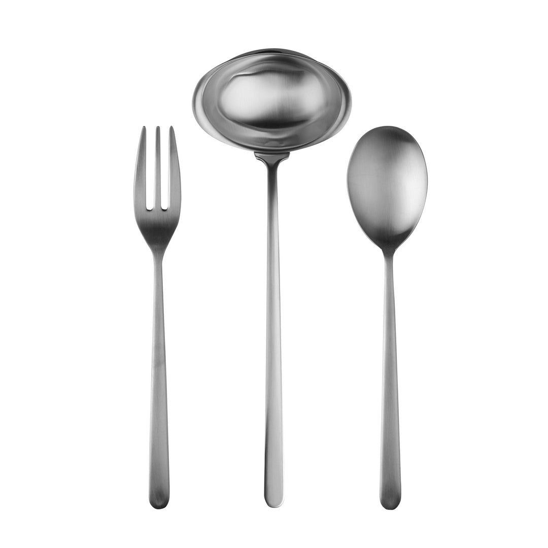 3 Piece Serving Set (Fork, Spoon & Ladle) - Linea Ice