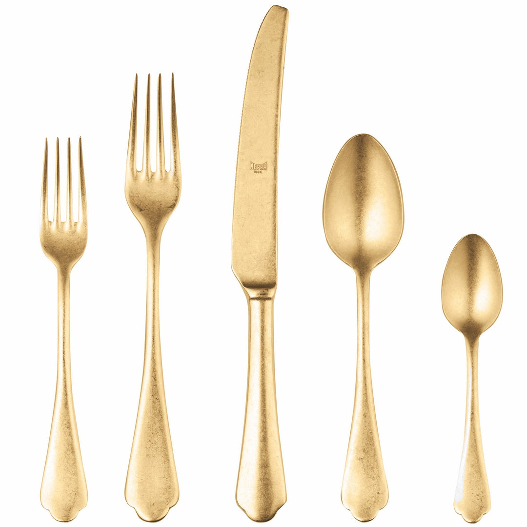 5 Piece Cutlery Set - Dolce Vita Pewter Oro