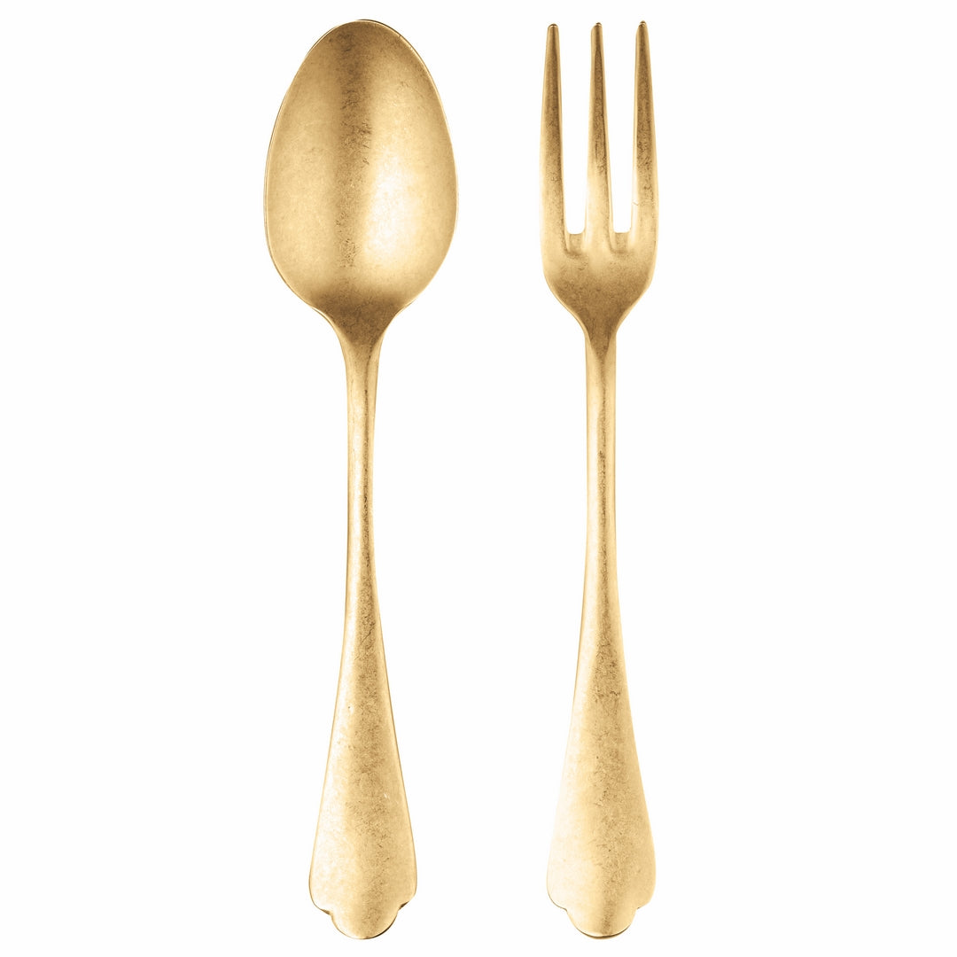 Fork and Spoon Serving Set - Dolce Vita Pewter Oro