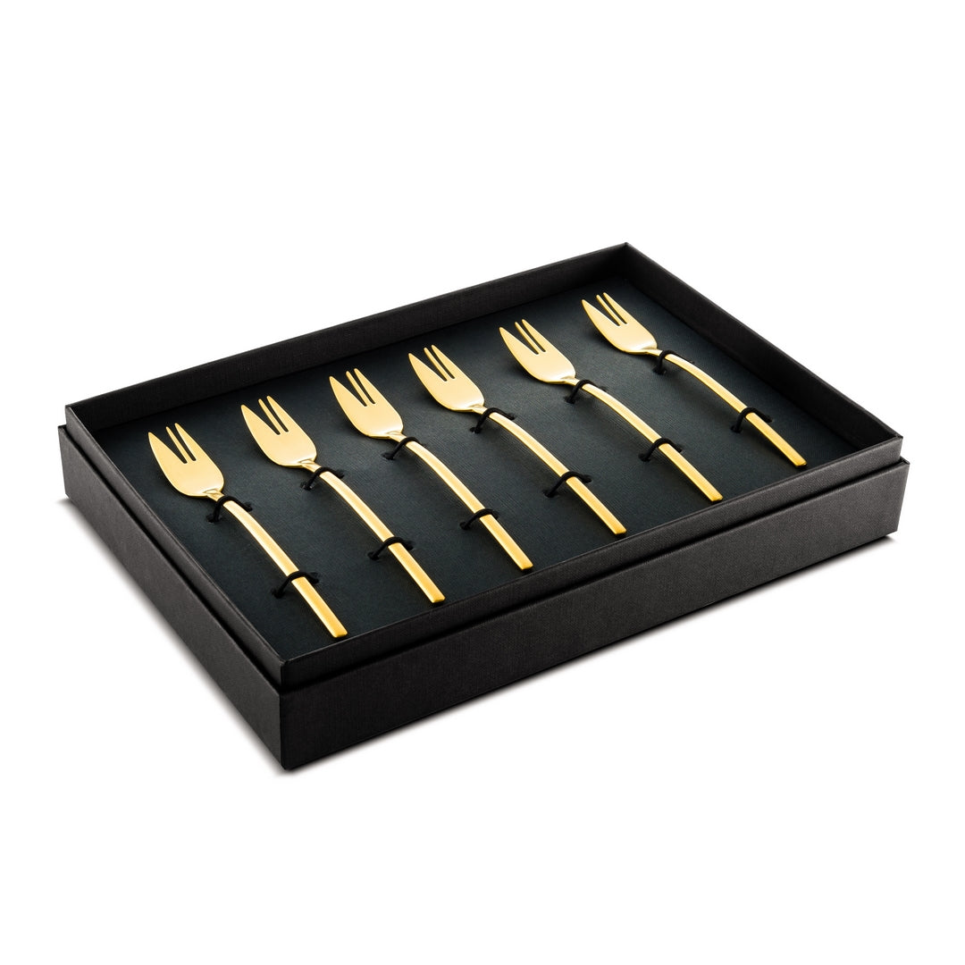 6 Piece Cake Fork Set - Due Ice Oro