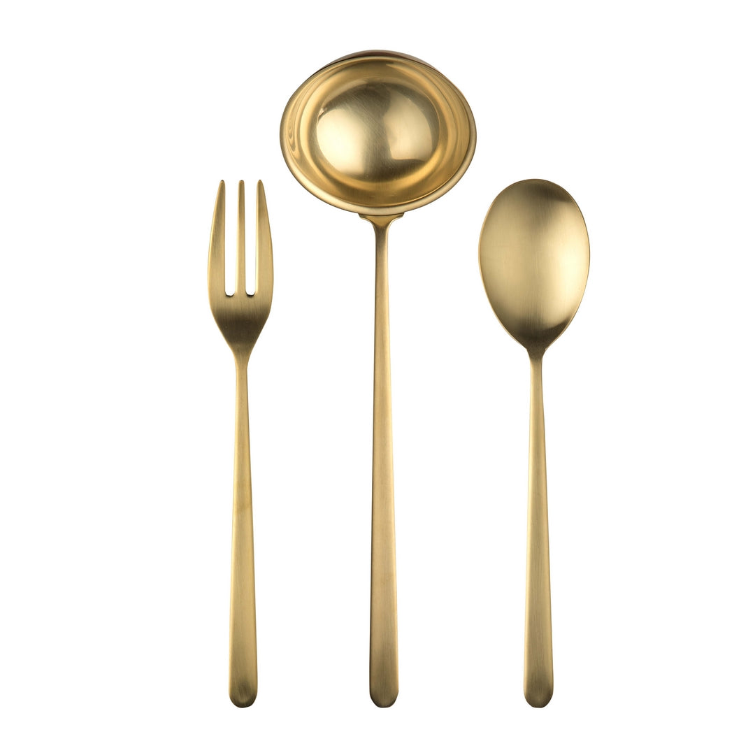 3 Pcs Serving Set (Fork Spoon and Ladle) LINEA ICE ORO