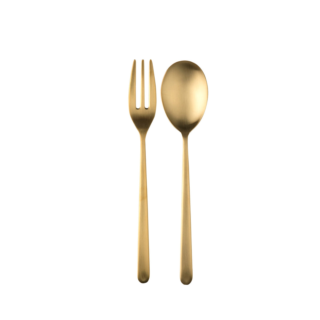 Fork and Spoon Serving Set - Linea Ice Oro