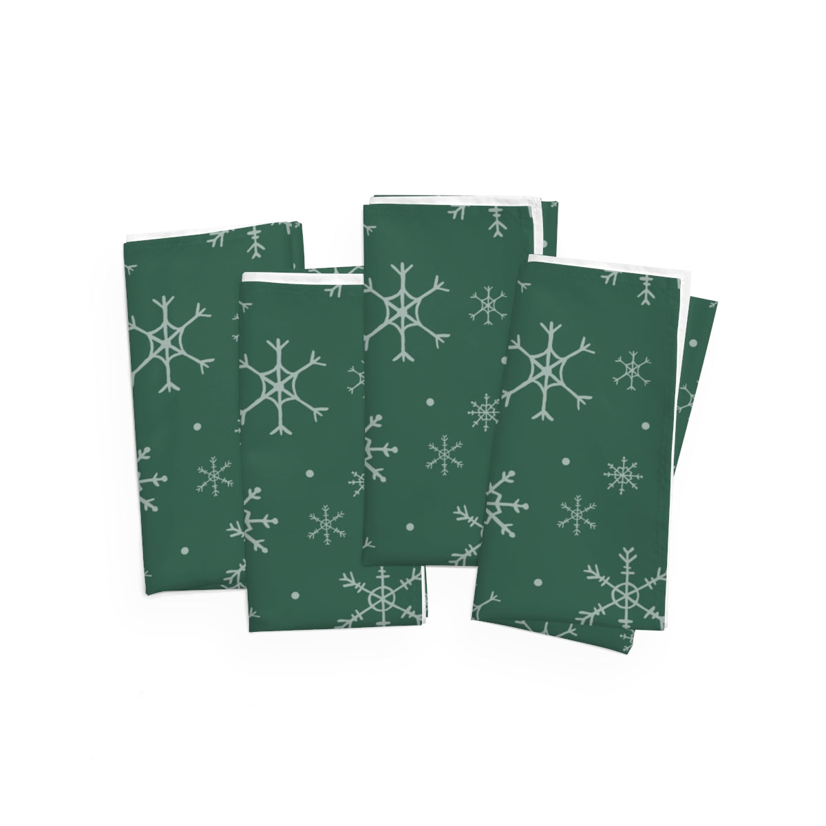 Green Holiday Napkins - Snowflakes