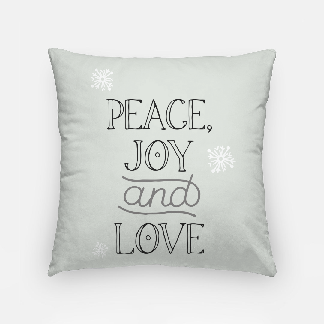 18"x18" Holiday Polyester Pillowcase - Peace, Joy & Love