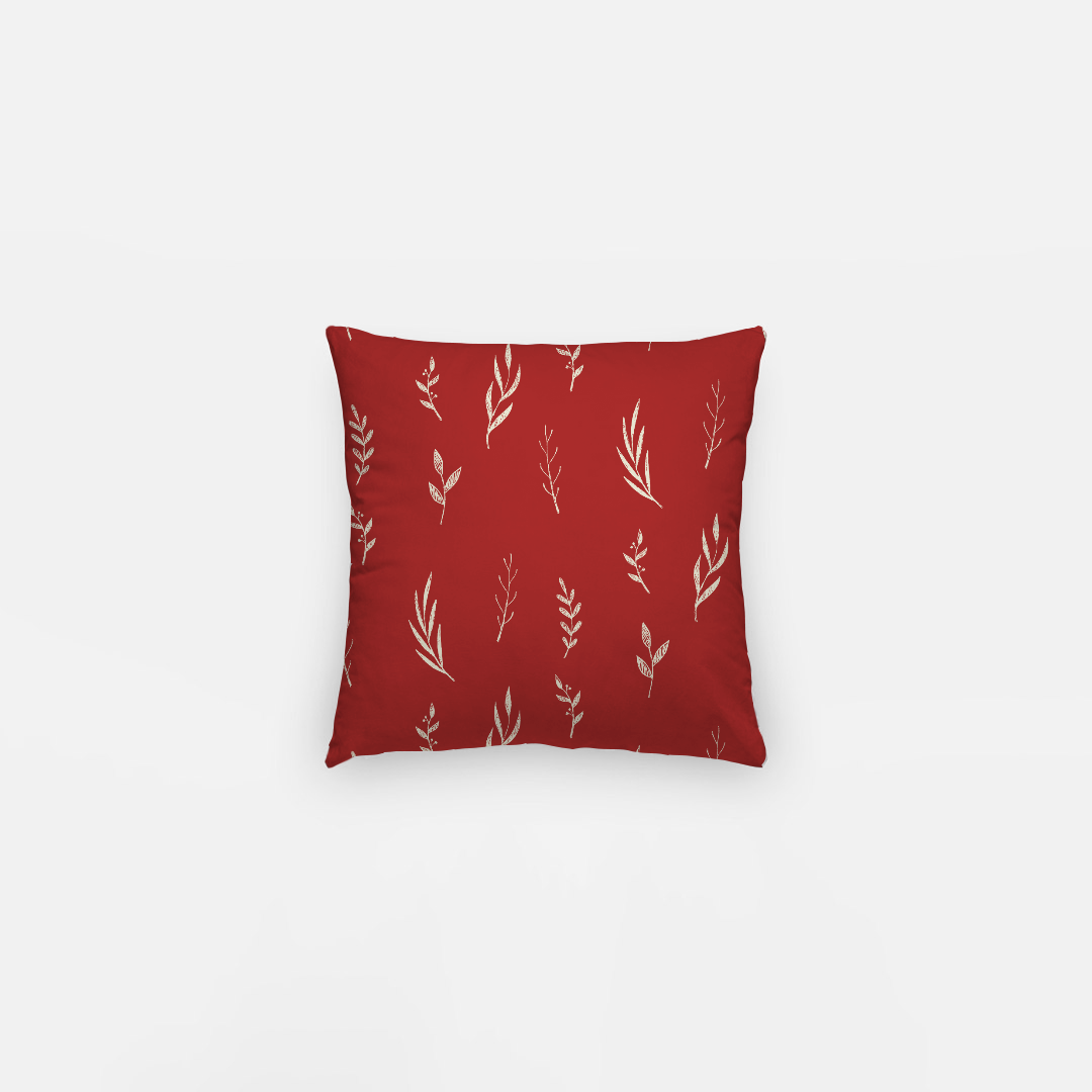 10x10 Red Holiday Polyester Pillowcase - White Garland